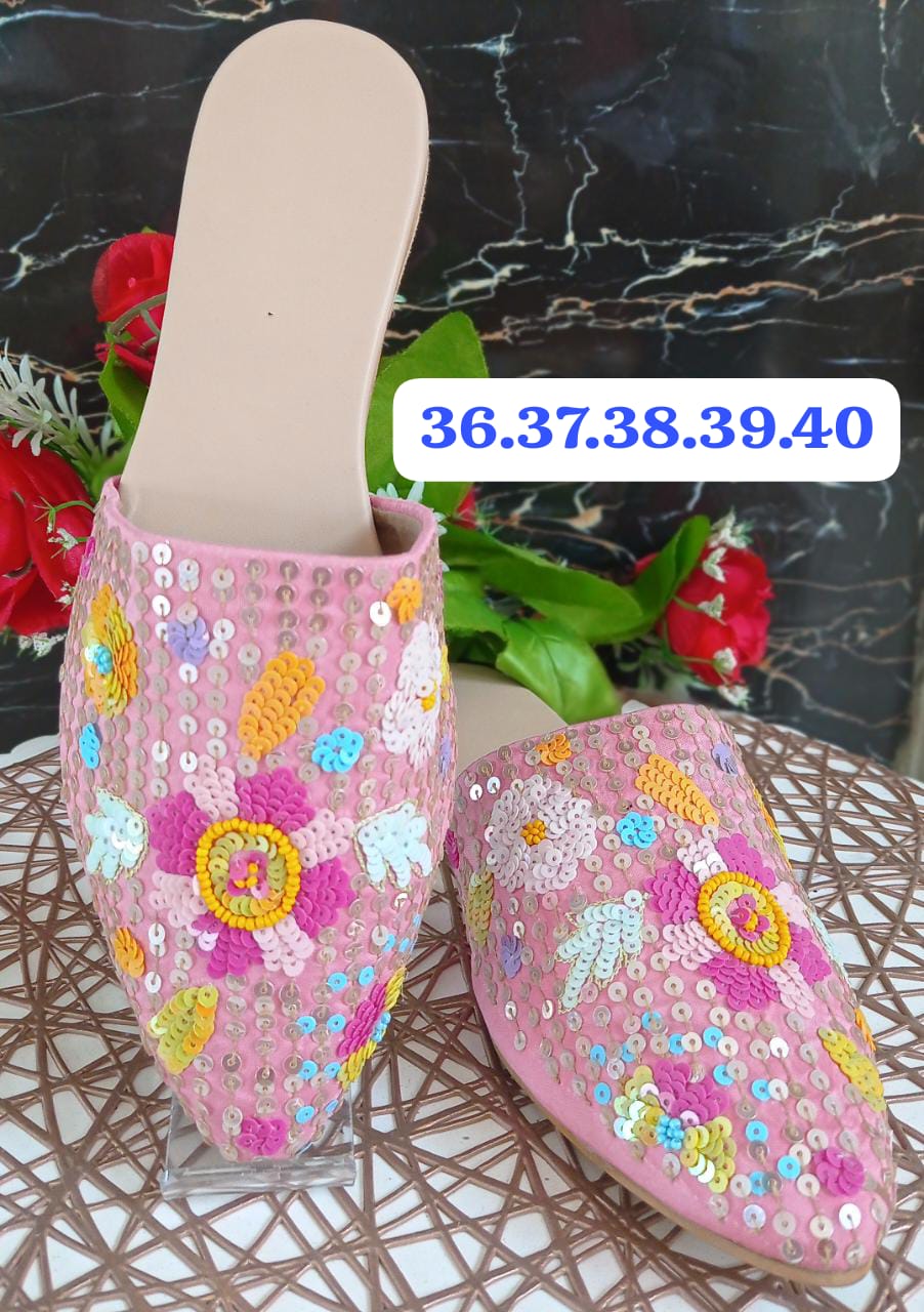 Designer Embroidered Flat Mules Summer Catalog
